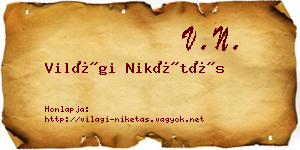 Világi Nikétás névjegykártya